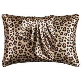 LCBD Silky Satin Toddler Pillowcases Pack of 2, 13x18 Inches Travel Pillowcases with Envelope Closure, Small Kids Pillow Cases Covers, Gold Leopard