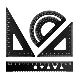 4PCS Aluminum Ruler Set Jagowa Protractor 2 Triangle Rulers 15cm Ruler Geometry Architect Scale Ruler School Stationery Office Supplies Black