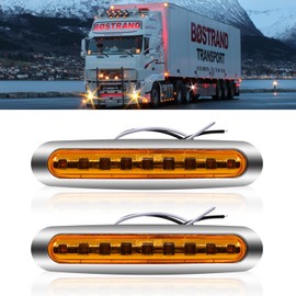 X-STYLE Side Marker Lamp, 9 LEDs 12 V, 24 V, Yellow, Car Width Light, Rear Side Light, Signal Light, Truck, Trailer, Bus, Boat, General Purpose Mark Lamp, Set of 2 (Amber)