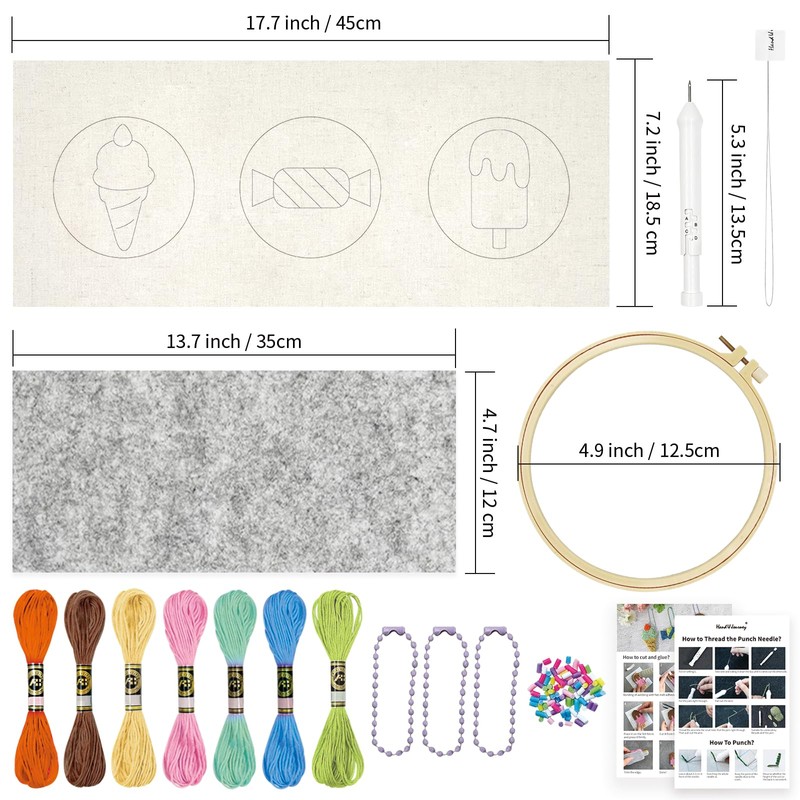 HAND U JOURNEY 3Pcs Embroidery Punch Needle Bachpack Charm Kit,