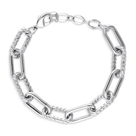 BERRICLE Cable Rope Statement Link Bracelet for Women 6.5 inch, Gold-tone/Silver-tone, 6.5 inch, Brass, no gemstone