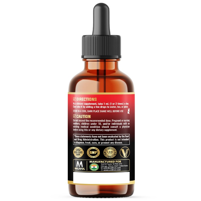 MILIVOL 7in1 Liquid Oregano Drops with Black Seed, Elderberry, Turmeric,