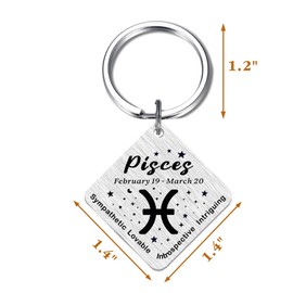Fetiger Pisces Zodiac Gifts for Women Men, Zodiac Pisces Birthday Gifts, Pisces Zodiac Keyring for Boys Girls Adult Horoscope Lovers