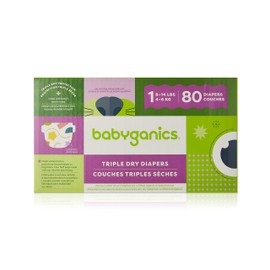 Babyganics Diapers, Size 1 (18-14 lbs) 232 Count, Ultra Absorbent, Unscented, Made without Chlorine, Latex