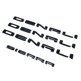 4pack Set 2019-2025 Emblems Two Door Denali Plus Tailgate Denali Sierra Letters Badge 3D Stickers Compatible with Sierra 1500 Denali 86532074 (All Gloss Black)