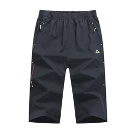 EKLENTSON Men's 3/4 Jogging Bottoms, Tracksuit Bottoms, Capri Pants, Summer, Outdoor, Lightweight, Quick-Drying, darkgray