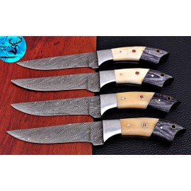 M DAMASCUS CUSTOM MADE FORGED DAMASCUS STEEL CHEF STEAK KNIFE SET KITCHEN KNIVES 1390