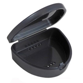 Slim Orthodontic Dental Case - Colour & Glitter Choices for Retainers, Bleaching Trays, Dentures & More (Grey)