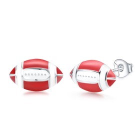 ENVYOU Sports Stud Earrings 925 Sterling Silver Football,Soccer,Basketball,Volleyball,Tennis,Baseball Earrings for Women Men Player Fan Gifts, Sterling Silver, No Gemstone