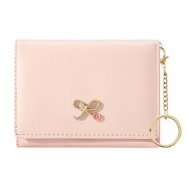 Sunwel Fashion Cute Coquette Bow Wallet with Key-chain Aesthetic Card Holder ID Window for Women Girls (271PINK)