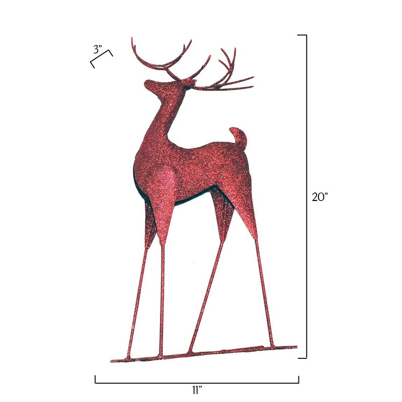 20" Red Metal Standing Reindeer