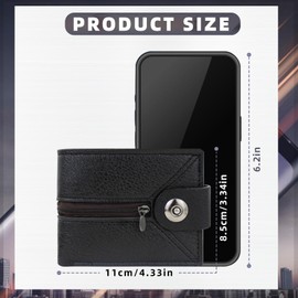 AfitLulu Men's Faux Leather Wallet with SM Card Slot, Multiple Card Slots, Magnetic Snap Closure with 4 Card Slots and Zip Coin Compartment, Brown 2, Casual