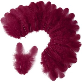 Soarer 300pcs Burgundy Rooster Feathers Bulk - 3-5inch Craft Feathers for Wedding Home Party, Dream Catcher Supplies and DIY Crafts(Burgundy)
