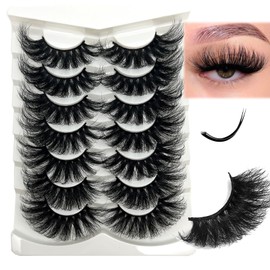 loladook 25 mm Lashes Mink Long Dramatic Lashes D Curl Big 25mm Mink Lashes 5D Full Volume Strip Lashes That Look Like Extensions Wispy Fake Eyelashes Natural Look