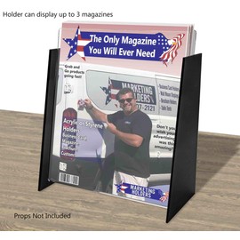 2 Pack Countertop Magazine Stand for 8.5x11 Catalogs Single Pocket Literature Holder with Clear Front and Black Siding by Marketing Holders