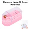 Estuche Para 30 Borcas Punta Drill De Uñas Cepillo Limpieza