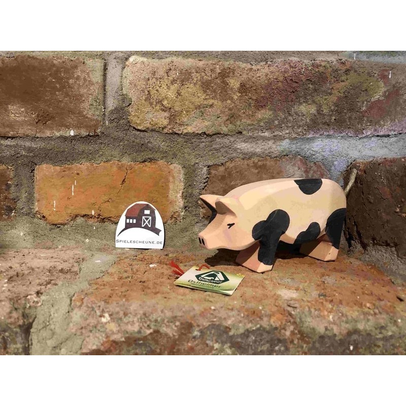 Ostheimer 10951 Pig Figurine Mottled Raised Head