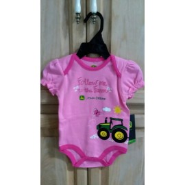 John Deere pink T-shirt with Logo" Follow Me to the Farm "Size 9/12 M JSB402PN