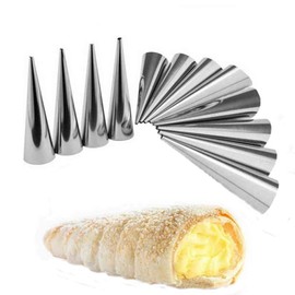 Hofumix Baking Tools Cannoli Tubes Ice Cream Molds Cream Horn Stainless Steel Brioche Molds for Making Croissant 12pcs