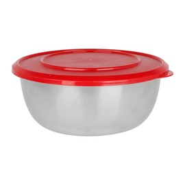 Equinox 530626 Stainless Steel Bowl 1.5 L Diameter 19 cm Height 7 cm Mixing Bowl with Airtight Plastic Lid Red