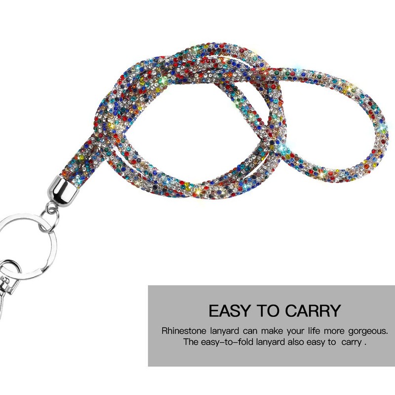 Soleebee Card Holder Lanyard Bling Rhinestone Lanyard with Key Ring