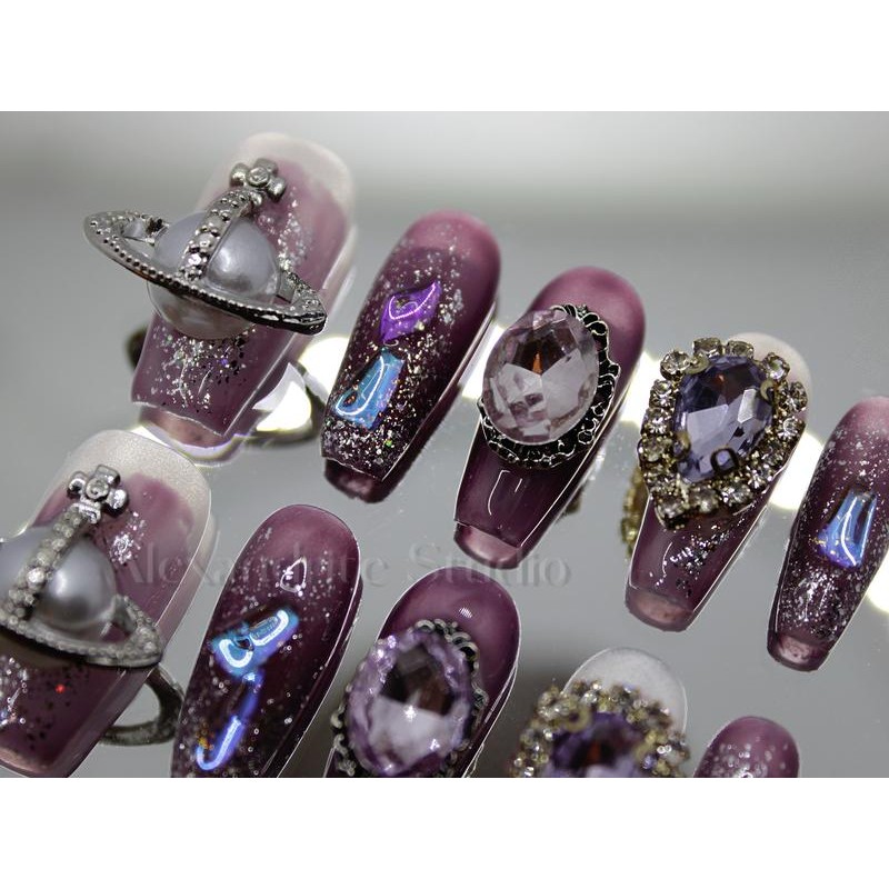 Alexandrite Studio Press On Nails --- Amethyst Elegance - Size: