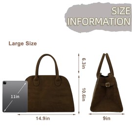 Large Suede Tote Bag For Women,Suede Retro Shoulder Bag,Crossbody Bag Faux Leather Handbag Trendy Work With shoulder strap (Coffee Large without shoulder strap)