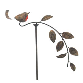MAISONICA Tall 1.28m Rusty Robin Metal Garden Stake Spinner Balancer Ornament Decoration