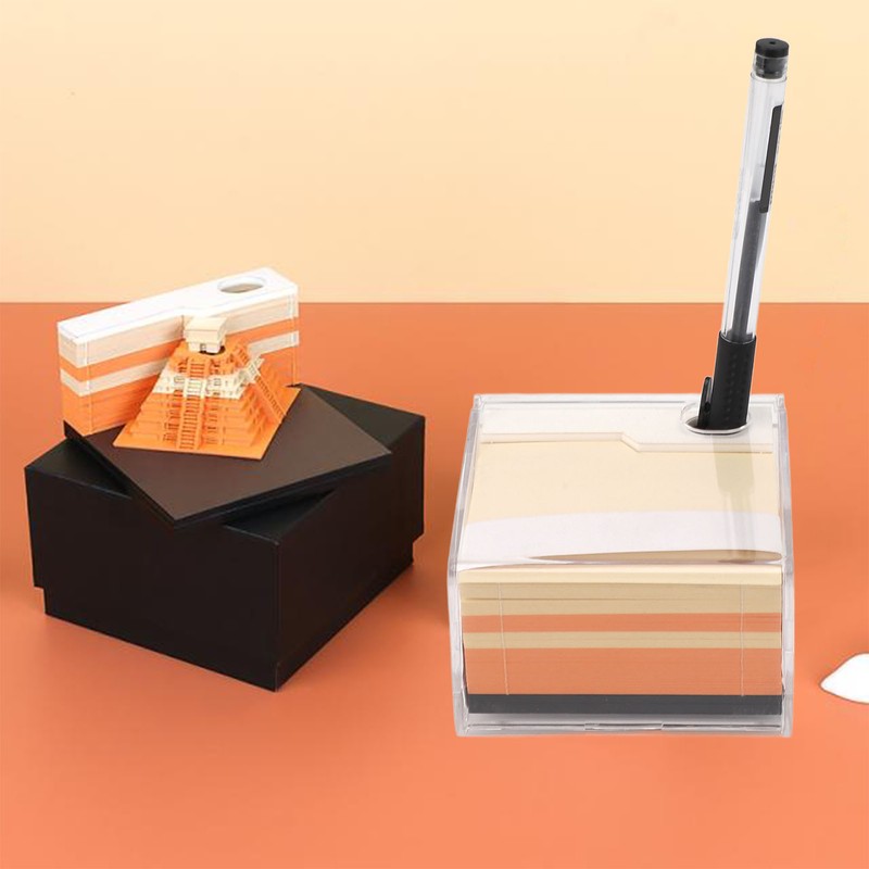 3D Pyramid Notepad LED Light 3D Paper Art Notepad Tear
