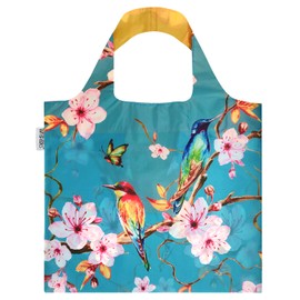 allydrew Foldable Reusable Shopping Bags, Cherry Blossoms & Birds, Large
