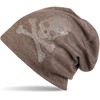 styleBREAKER classic beanie hat with skull rhinestone application, unisex 04024034,