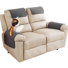 NNSMUN Sofa Armrest Cover, Headrest Cover for Recliner Chair Arm Cover, Armchair Slipcover with Pockets, Nonslip Quilted Furniture Protector for Pets Leather Sofa Couch (Dark Gray,2 Seater(4pcs))