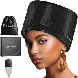 Gorra térmica para acondicionador profundo, gorra de vapor para tratamiento de aceite caliente, acondicionamiento profundo natural, cabello negro belleza mujer, capucha grande, 10 ajustes para uso doméstico con 3 gorros de ducha de plástico incluidos