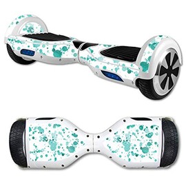 MightySkins Glossy Glitter Skin for Self Balancing Mini Scooter Hover Board - Teal Splatter | Protective, Durable High-Gloss Glitter Finish | Easy to Apply, Remove, and Change Styles | Made in The USA