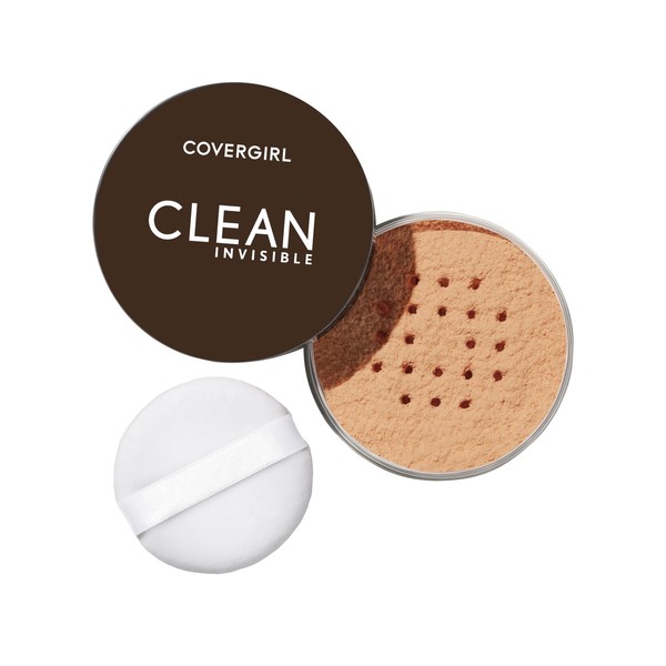 COVERGIRL - Clean Invisible Loose Powder, 100% natural origin pigments & only 15 essential ingredients that won’t clog pores, lightweight, breathable formula - Translucent Medium - 130