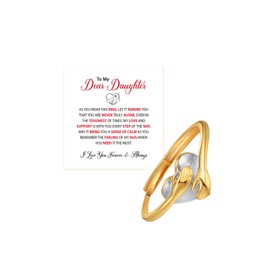 DivaGlamz To My Daughter Hug Hope Rings, I Love You Foreve Motivational Stainless Steel Spiral Wrap Twist Open Adjustable Healing Ring Inspirational Gift Jewelry, Stainless Steel, No Gemstone