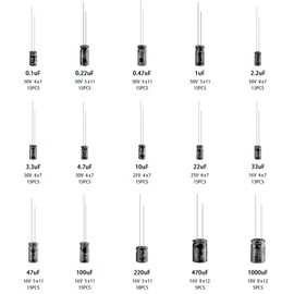 200PCS Electrolytic Capacitor Kit – 15 Value Capacitor Assortment from 0.1uF to 1000uF (10V~50V) and ±20% Tolerance– Aluminum Electrolytic Capacitors Set for DIY Electronics and Repair