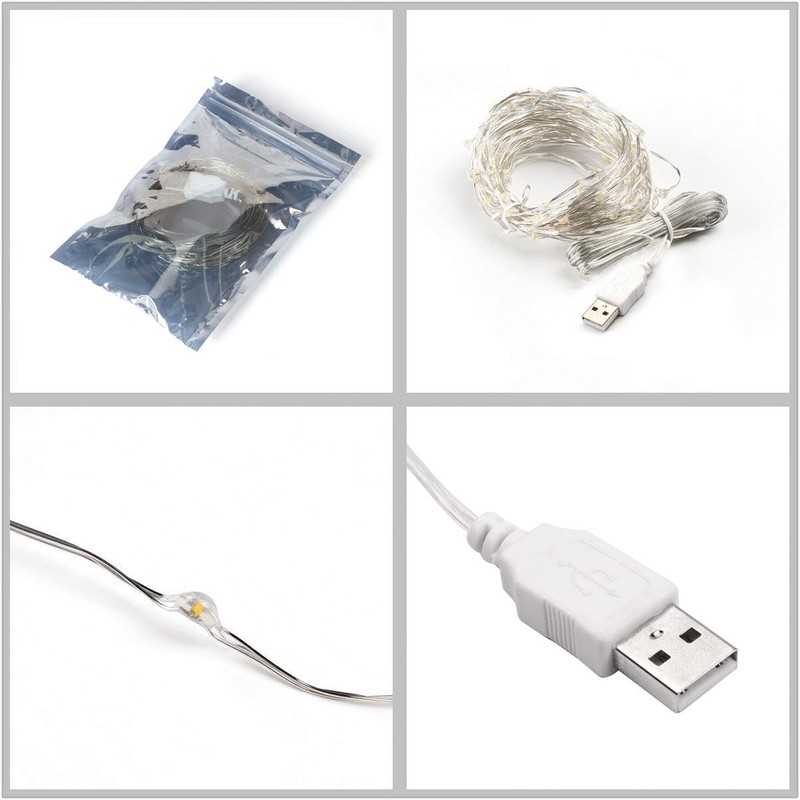 SALCAR 10 m Kupferdraht Lichterkette USB, 100er LED Lichterkette Draht