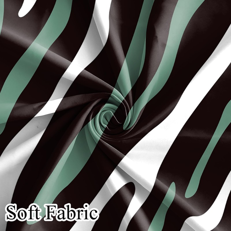 deFouliao Green Shower Curtain Modern Abstract Green Black White Striped
