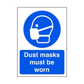 Dust masks must be worn - safety sign, ppe clothing, ppe - 1.2mm Rigid plastic for indoor/outdoor usage (200mm x 150mm) Viewing Distance within 5m.