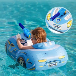 Car Pool Floats for Toddlers 1-3 with Random Water Gun, Inflatable PVC Baby Swimming Float, Toddler Pool Floats Seat Boat, Pool Toys with Handle for Kids Boys Girls Age 2-4, 3-5
