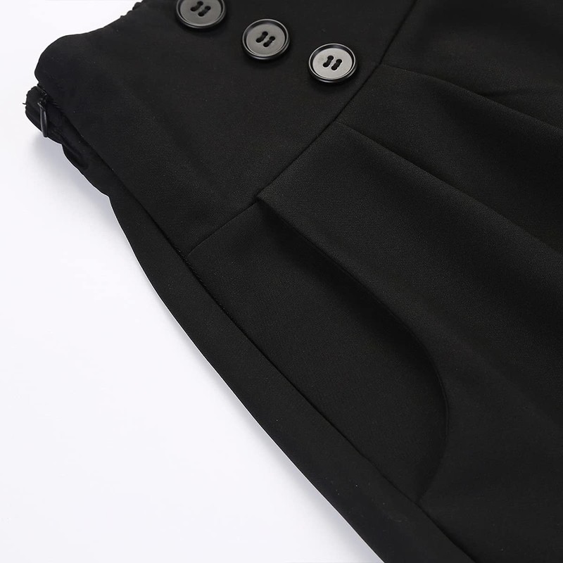 Dark Academia Clothing High Waisted Fall Winter Midi Black Pleated