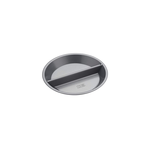 Chicago Metallic CMET26719 Professional 'Split Decision' Non Stick Split Pie Pan / Tart Tin with Divider and Loose Bottom, In Gift Box, Carbon Steel, 24 cm