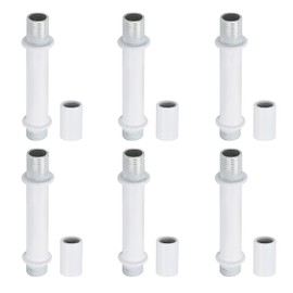 PATIKIL Straight Pipe Lamp Stems Rod Kit, 6 Set M10 Carbon Steel 50mm(1.97") Long Double End Thread Rod with Coupling Nuts Sleeve Connector for Table Lamps Chandeliers, White