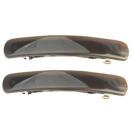 Elegant Arched Shiny Triple Clipping French Barrettes Bow Tortoise Shell Cover and Metal Clasp Style Bun Ponytail Clips for Thick or Fine Hair Chignon Hair Ornament (Grey)