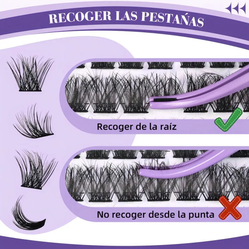 Kit de Extensiones de Pestañas B&Qaugen 3D con Curvatura D