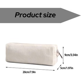 Corduroy Pencil Case Pencil Bag Stationery Pouch Corduroy Zippered Stationery Pouch,1Pc Large Capacity Pencil Bag Corduroy Pencil Pouch Zippered Pen Case,Corduroy Pencil Pouch Small Pencil Case,White