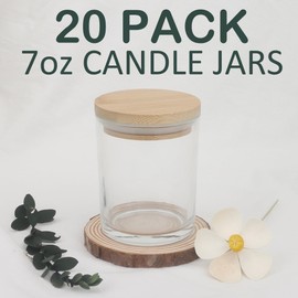 MILIVIXAY 20 Pack 7 OZ Clear Thick Glass Candle Jars with Lids - Bulk Empty Candle Jars for Making Candles - Spice, Powder Containers.