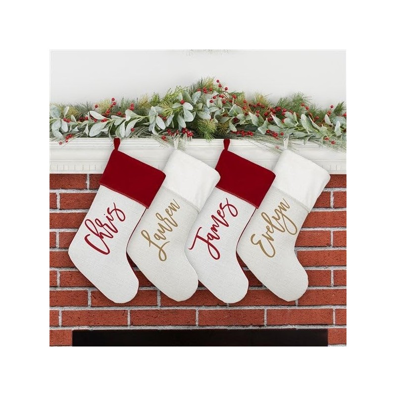 Personalization Universe Scripty Name Plush Velvet Christmas Stocking - Customizable