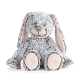 DEMDACO Luxurious Baby 9.5 x 8.5 Inch Polyester, Ultra Soft Plush, Cuddly, Toy, Stuffed Animal, Pink and Grey, Bunny Rabbit